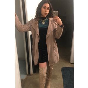 Long sleeve mini dress - velvet green